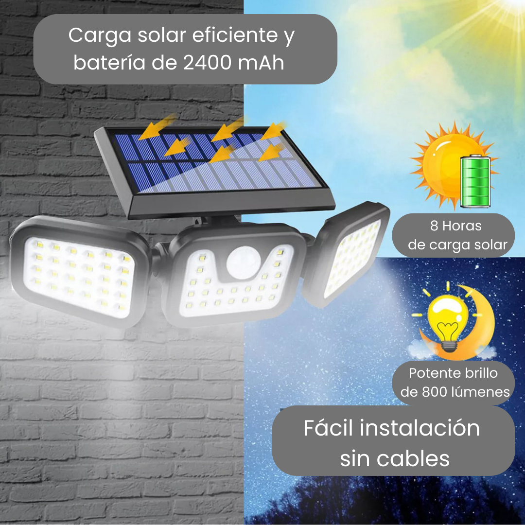 Lámpara Solar LED Exterior 3 Modos Con Sensor Movimiento